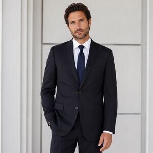 Mantoni Suit Jacket Mens 44 Long Black 100% Fine Wool Blazer Made In Italy